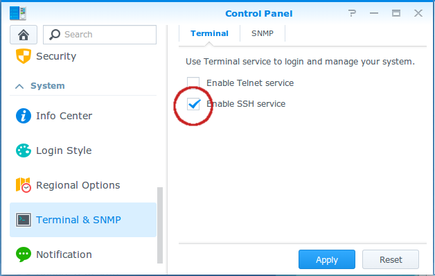 Enable ssh