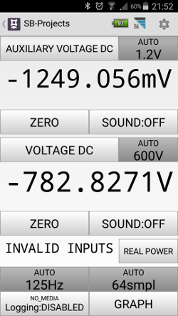 Aux input at -7.1V, Main input not connected