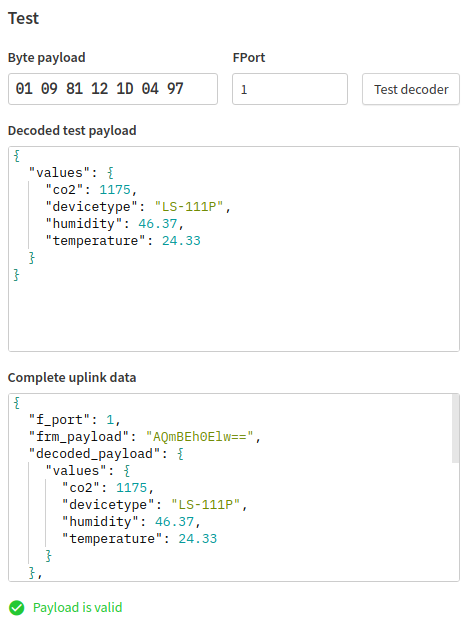 Testing the payload formatter