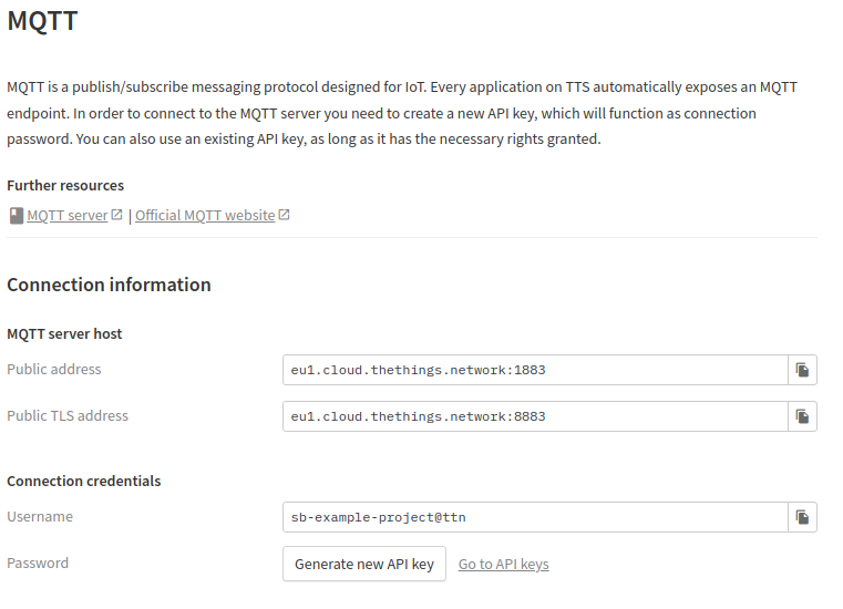 MQTT server settings