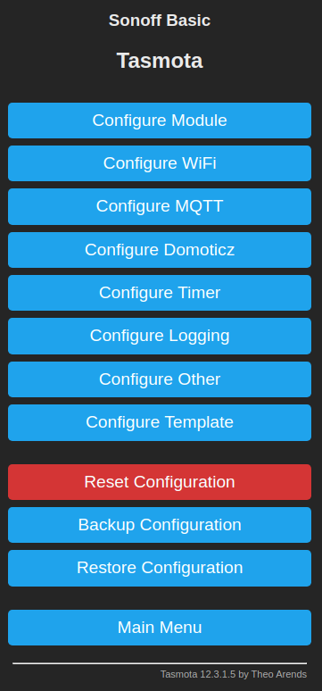 Config menu