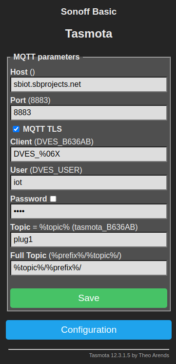 Config MQTT menu